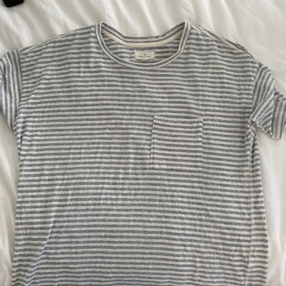 Thread and supply striped long lounge shirt